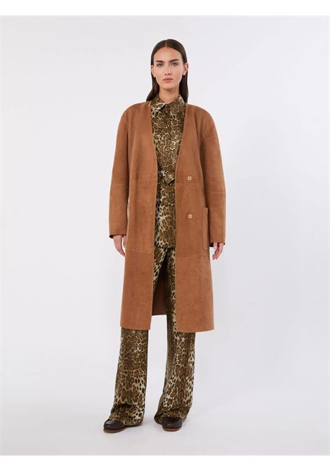 Max Mara Studio Spolverino Mstportici in Pelle Scamosciata Cammello Donna Max Mara Studio | SOPRABITI | 2626476011600002